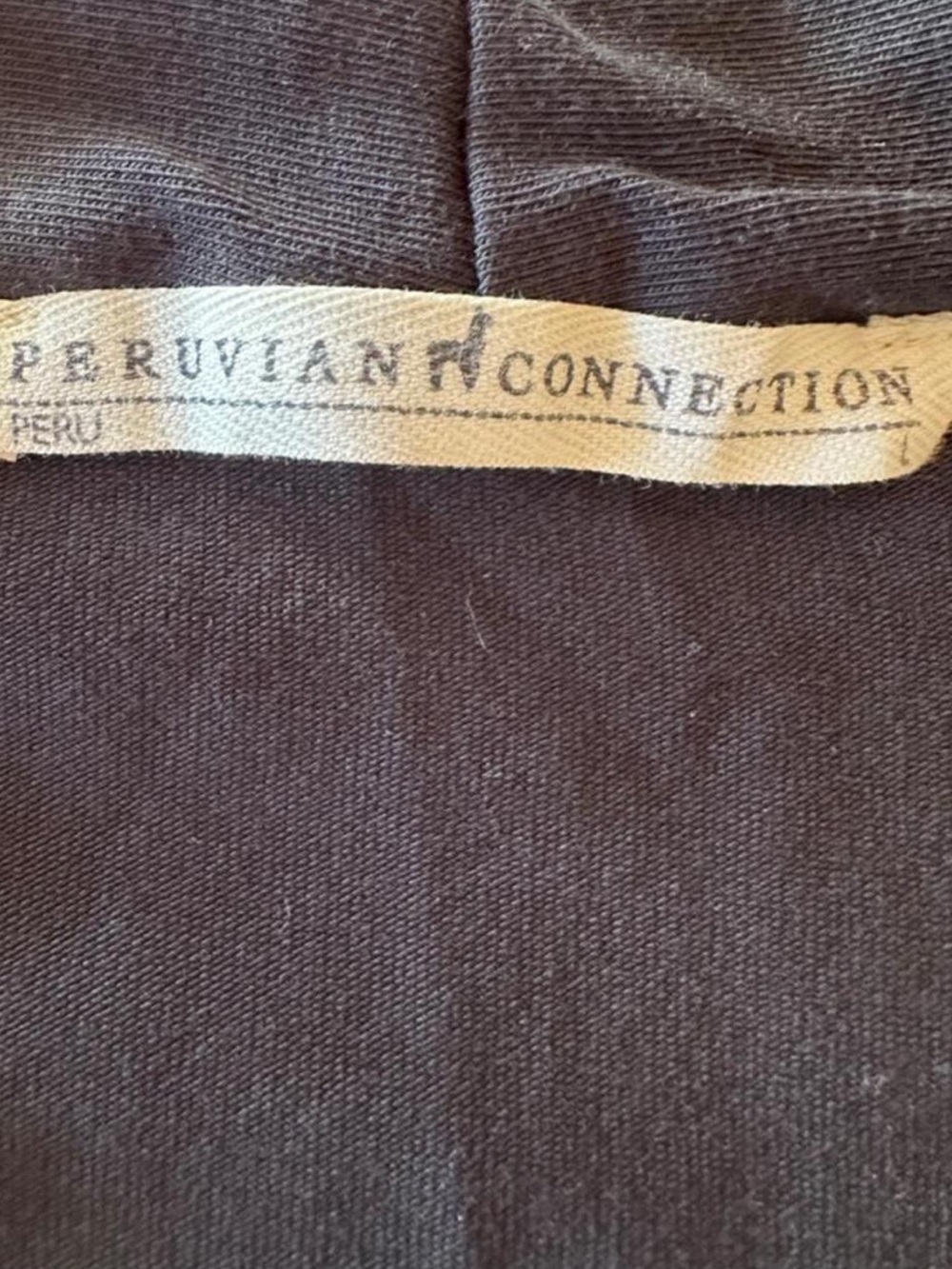Peruvian Connection Pima Cotton Draped Ruched Faux Wrap Top Charcoal Minimalist - Picture 7 of 8